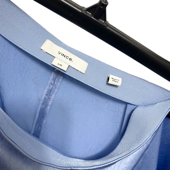 New Vince High-waist Textured Satin Wide Leg Pant in Blue Size L - Picture 6 of 7